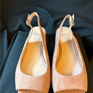 J. Crew Alice Slingback in Suede 7 1/2. Frosted Taupe Color. BMIB.